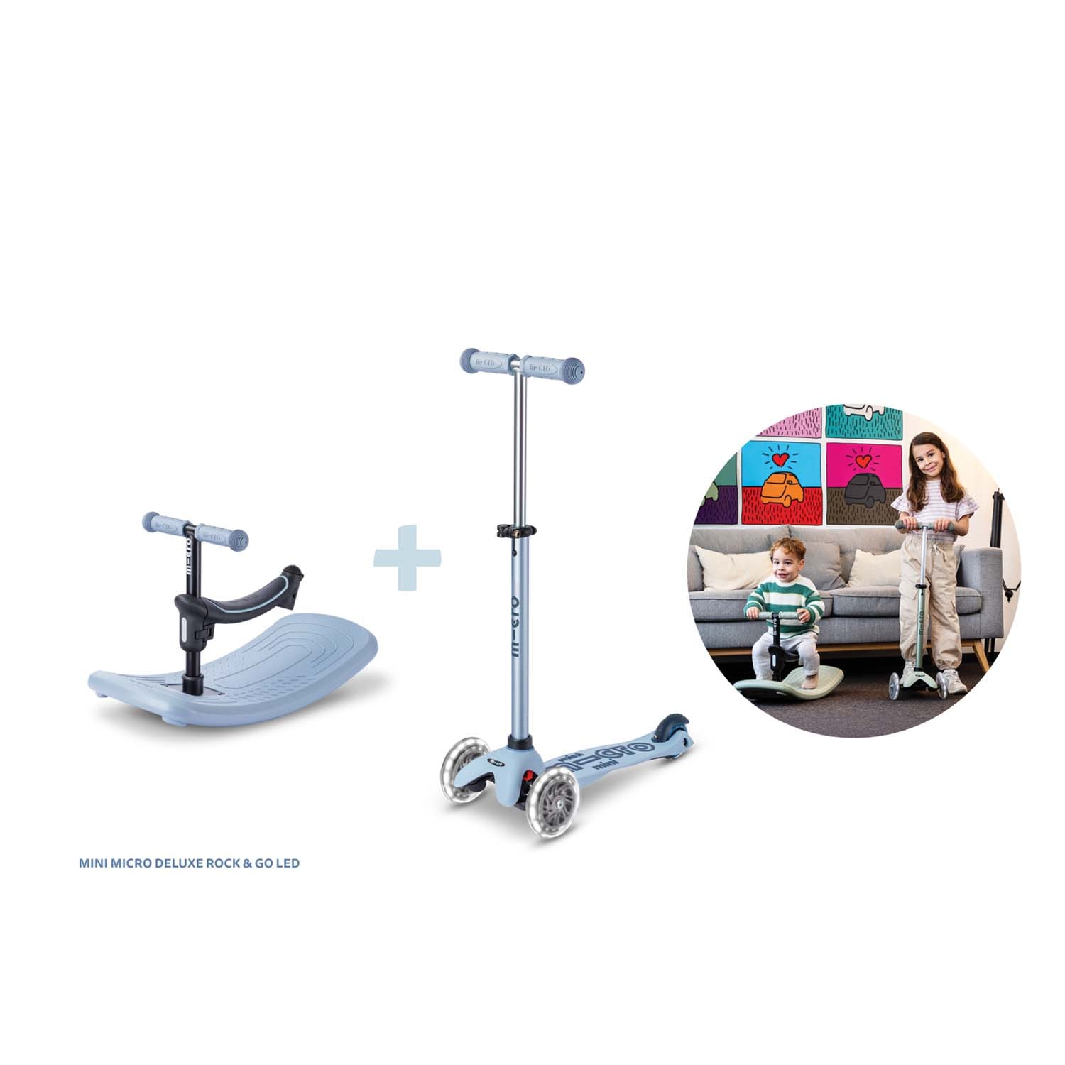 Mini Deluxe LED  Rock & Go Scooter Ocean Slate