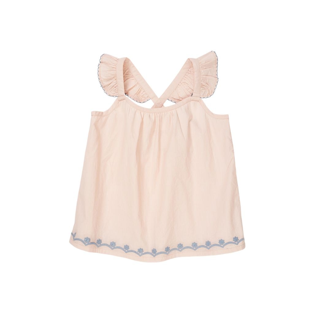 Poplin Frill Top Dusty Rose
