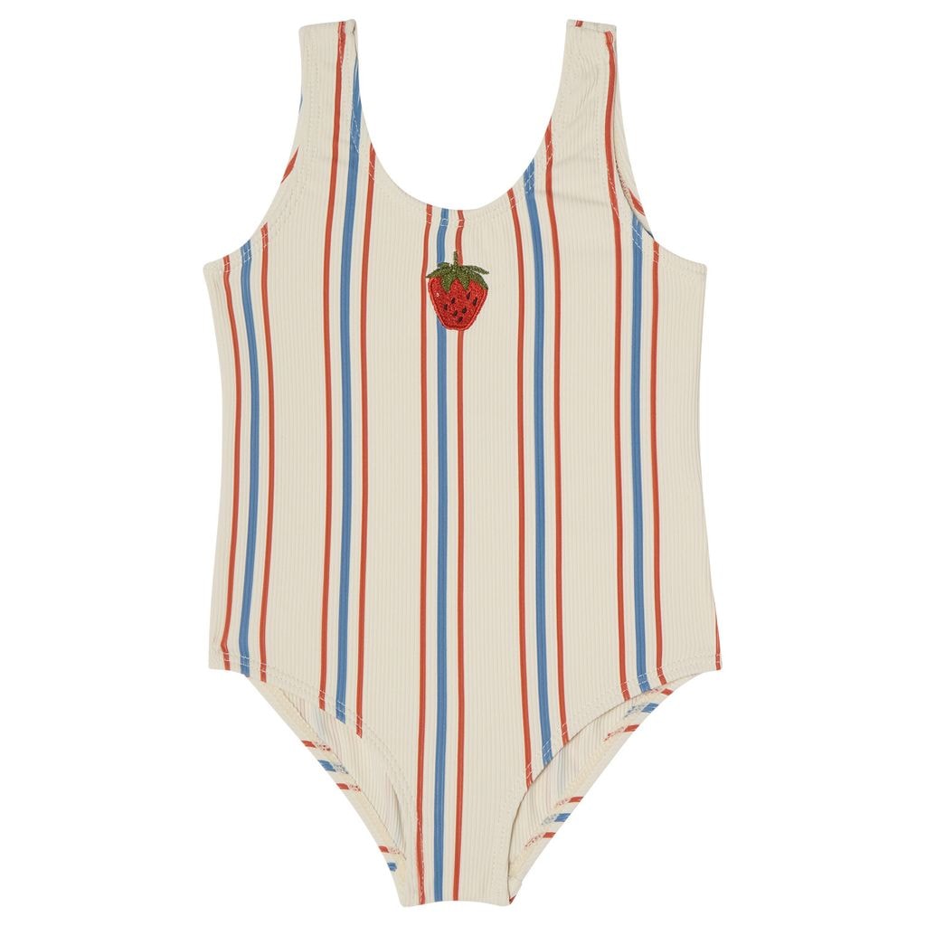 Milos UV-badedrakt Blue/red Stripe