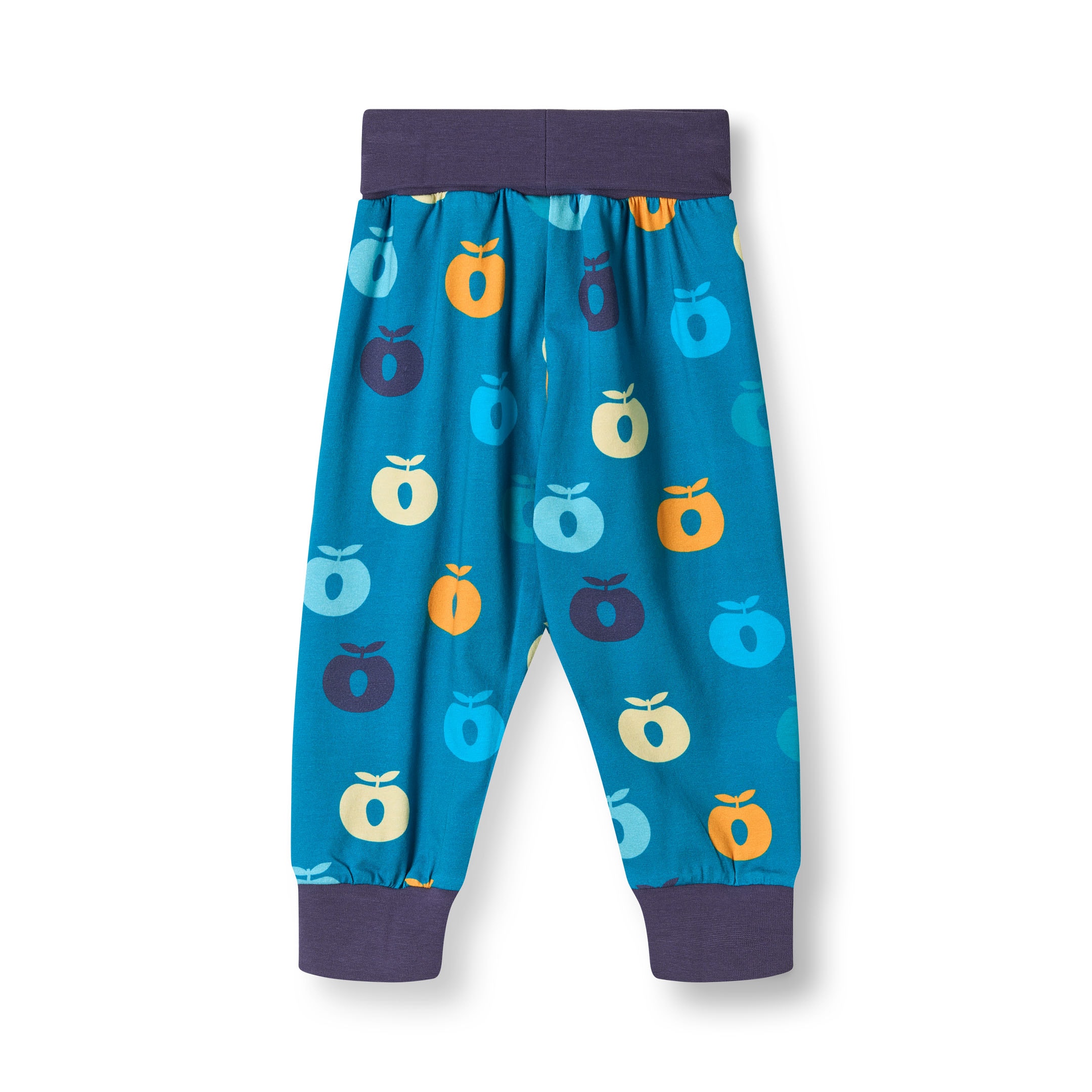 Ulm Pants For Baby with Apples Solid blue