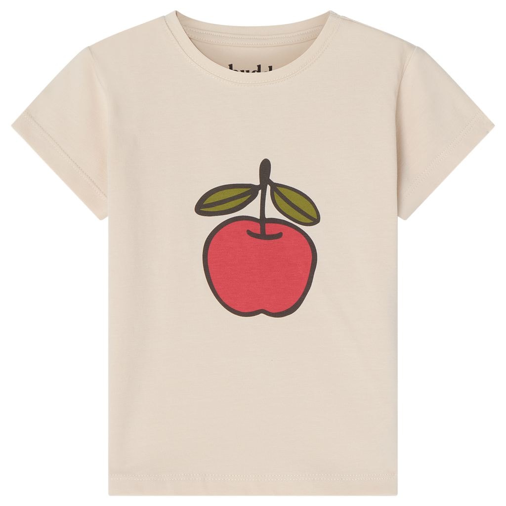 Klas GOTS T-shirt Med Tryck Med Äpple Gräddvit