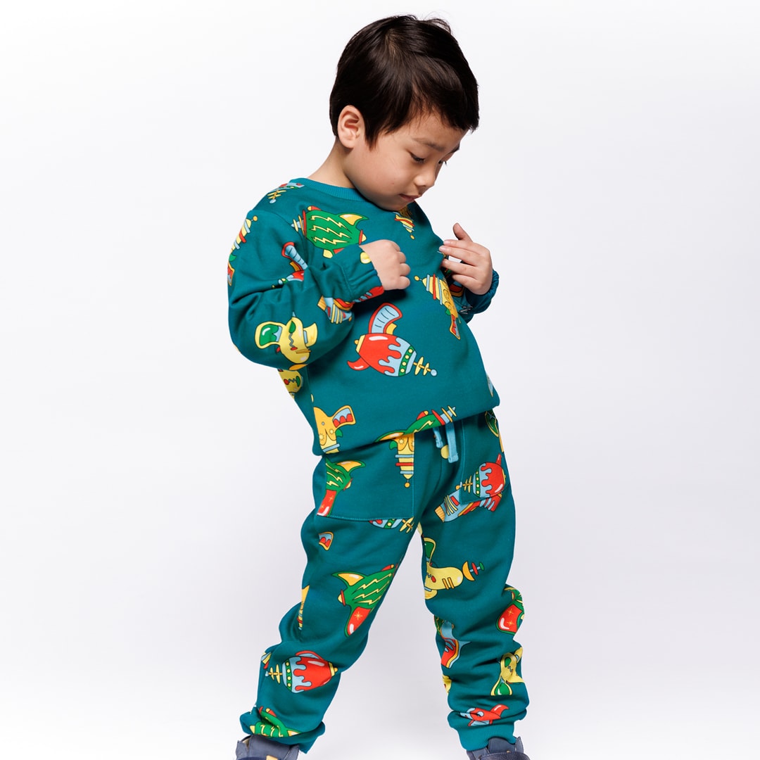 Macoun With Space Blasters Mjukisbyxor Petroleum Green