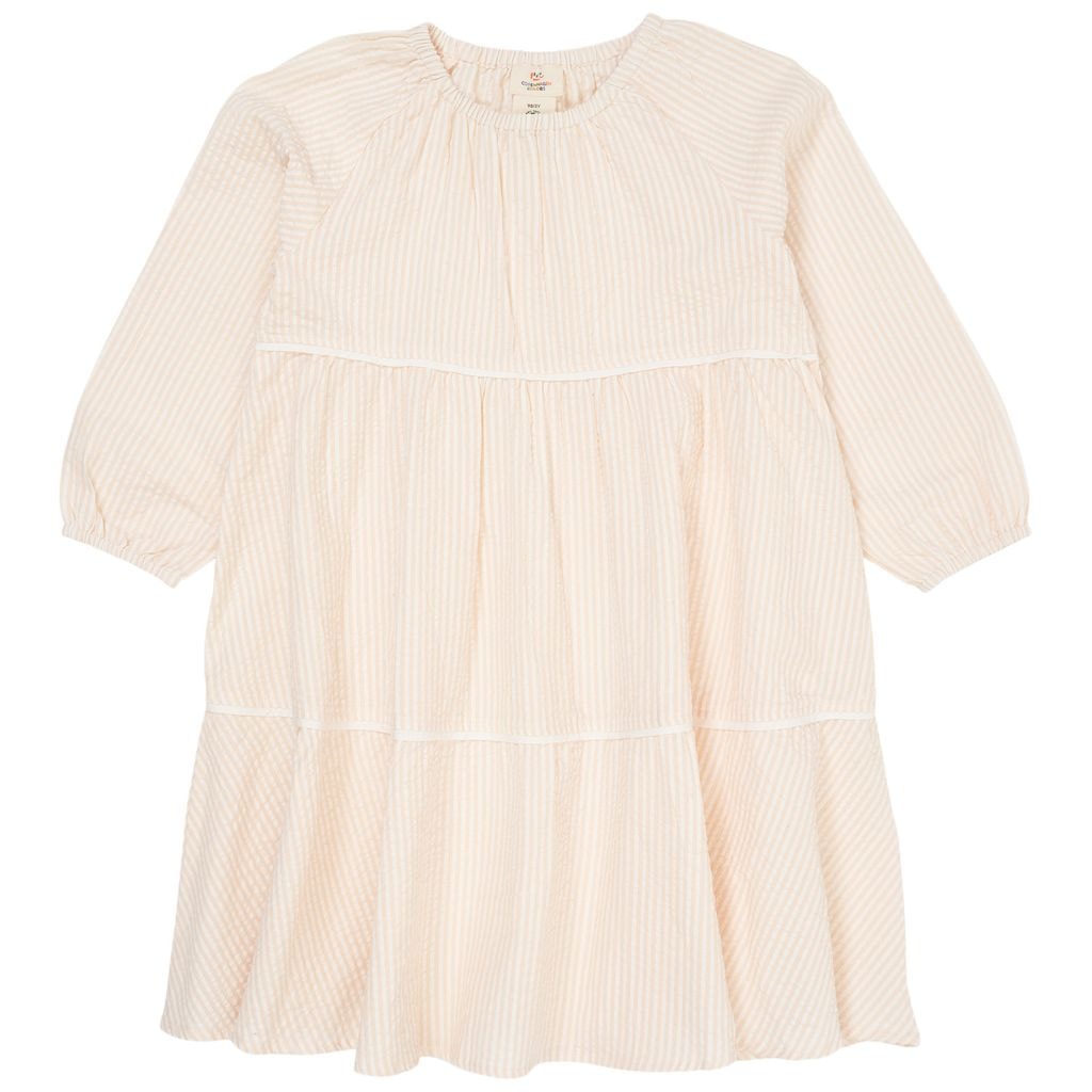 Bow Seersucker Mekko Dusty Rose Cream Stripe