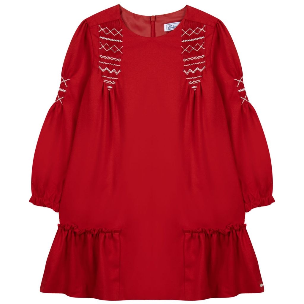Dress With Smock Details Red