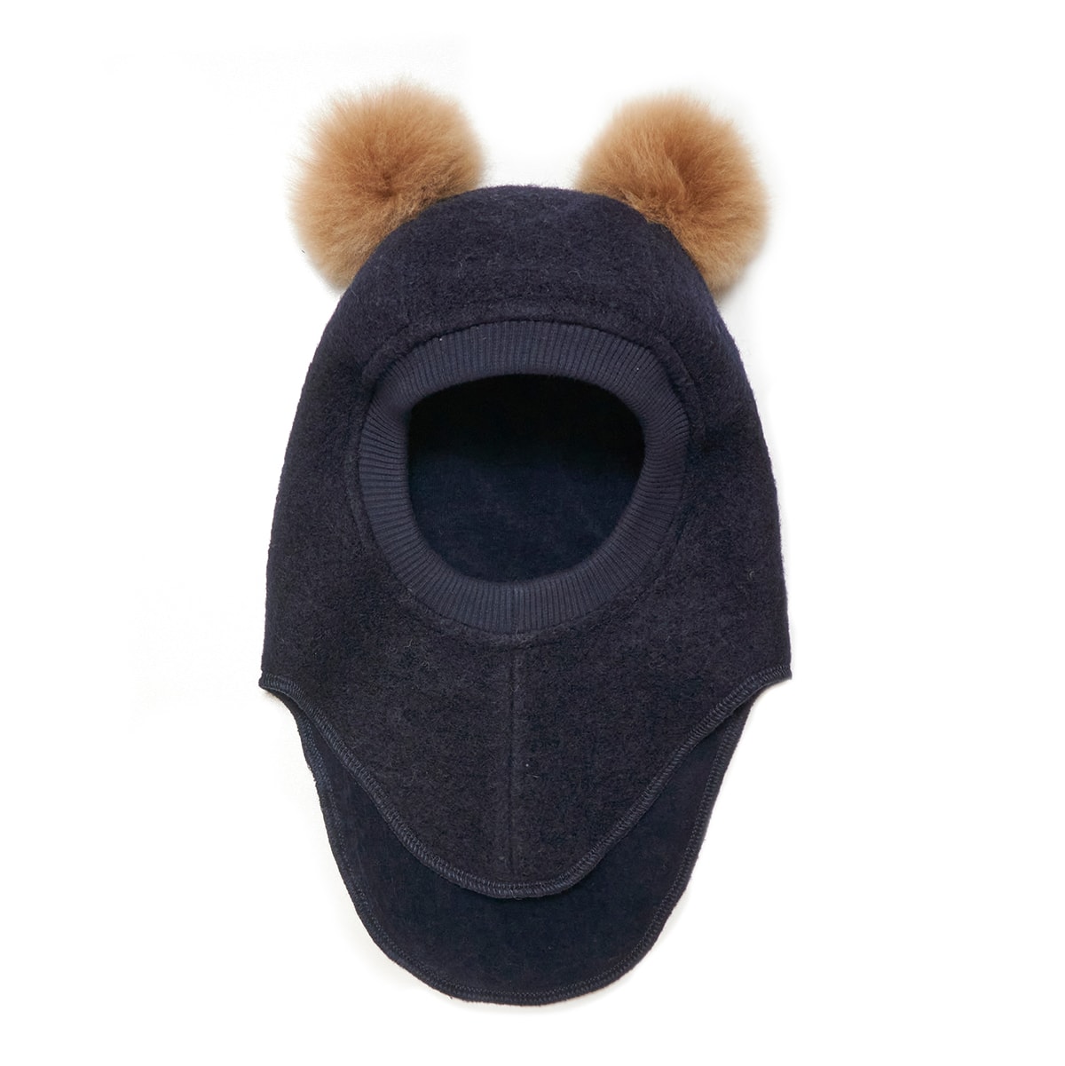 Balaclava Wool Alpaca Pompoms Dark Navy