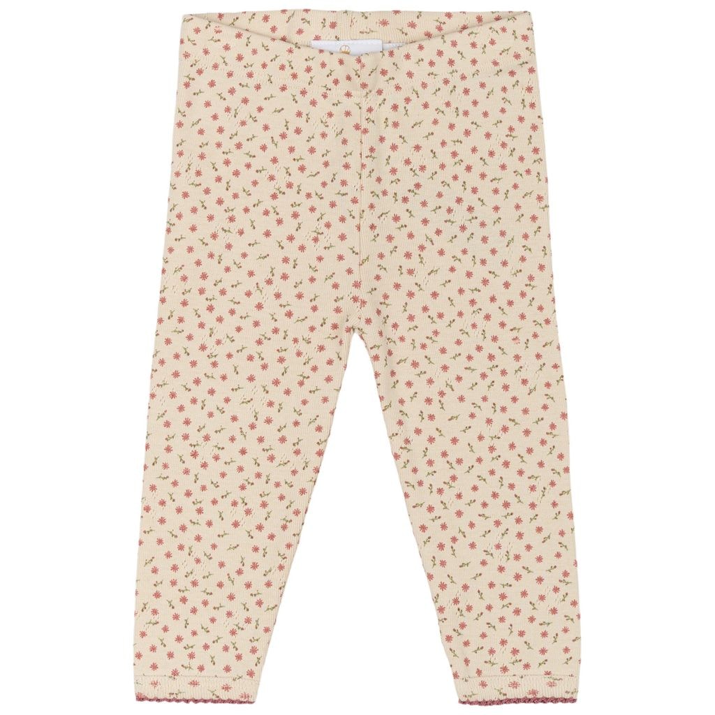 GOTS Odette Pointelle Leggings White Swan Aop