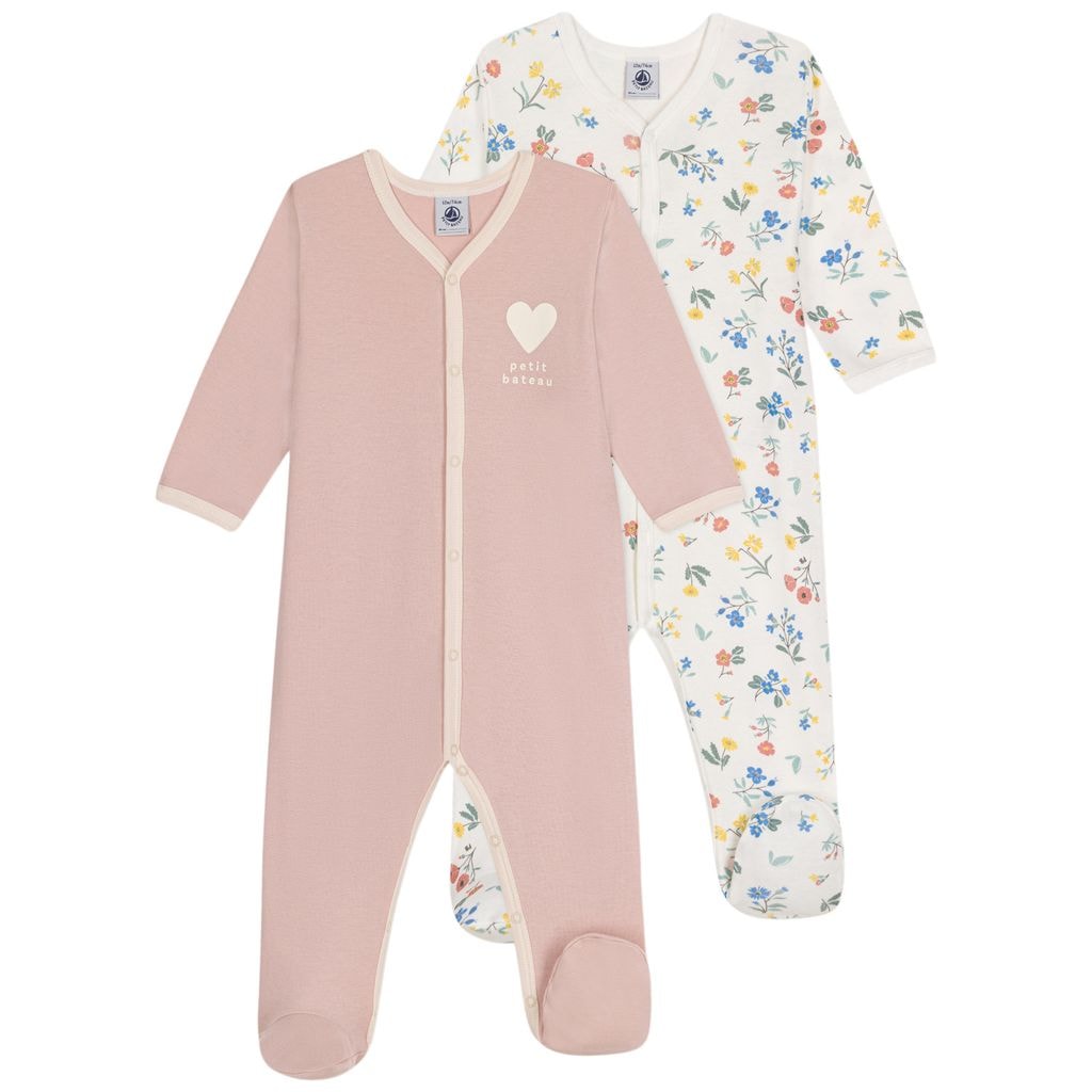 2-Pack Footed Baby Bodies Pink