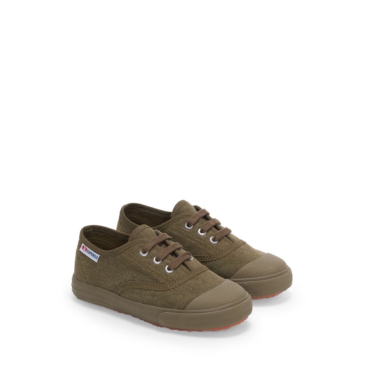 2118 Kids Cotton Stone Wash Sneakers Green Olive White | ベビー