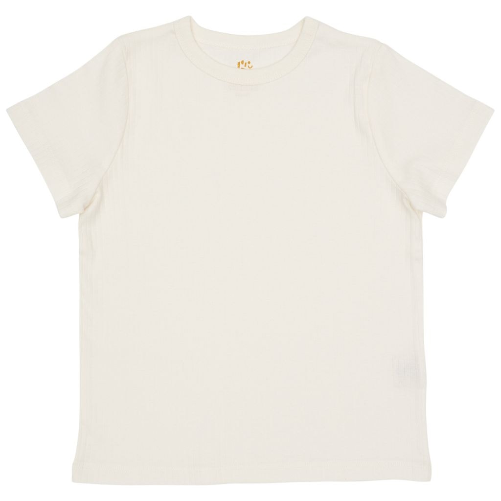 Ribbet T-shirt Cremefarvet