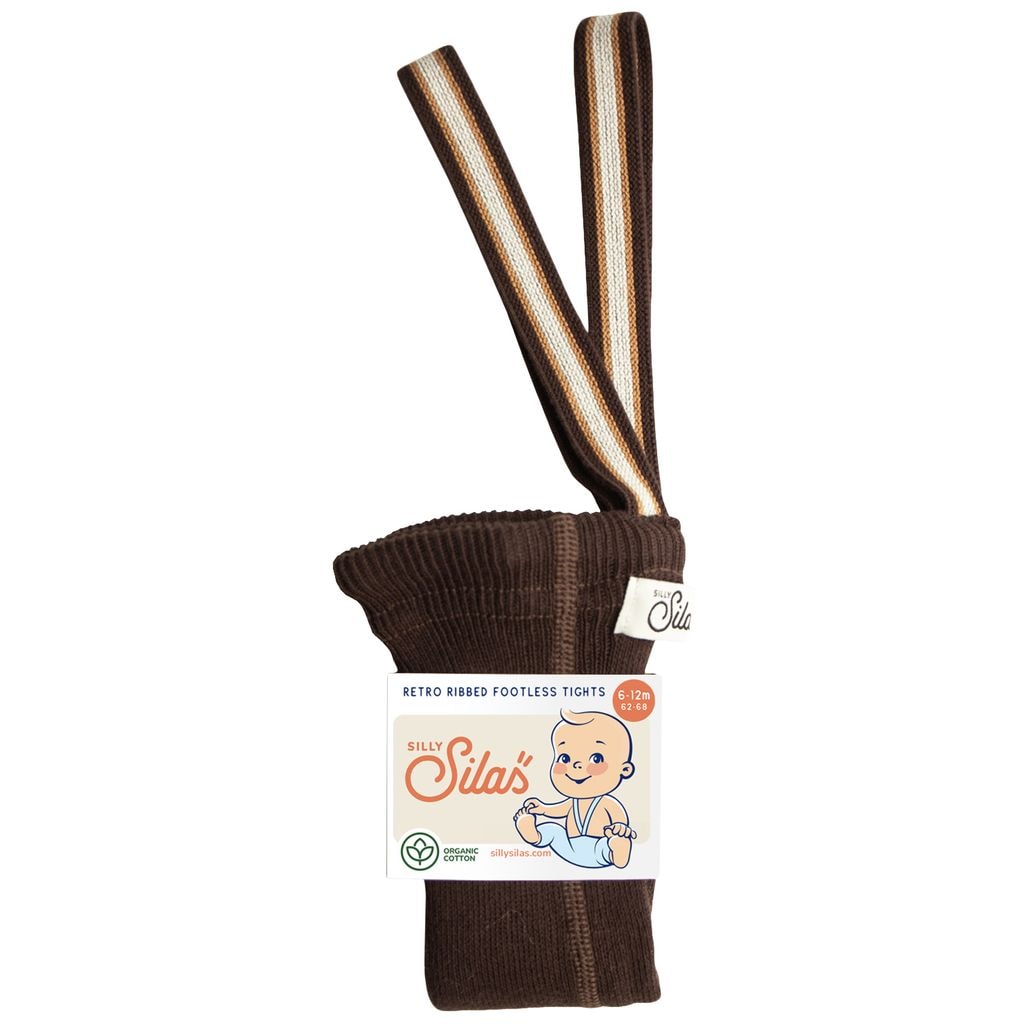 Footless Tights Chocolate Brown Striped