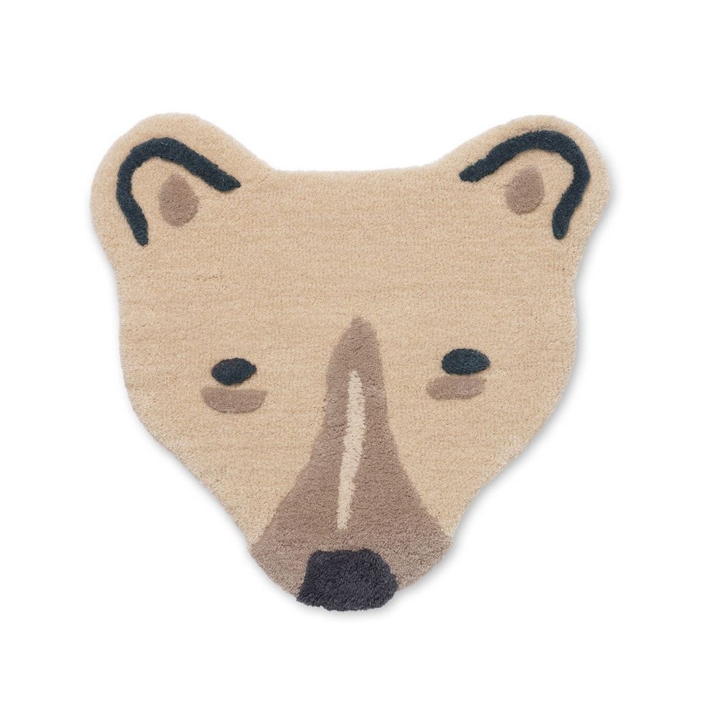 Polar Bear Head Tufted Tæppe Cremefarvet