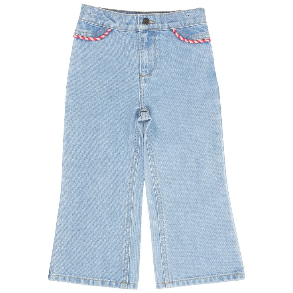 Wide Legged Denim Pants Light Blue Indigo Washed