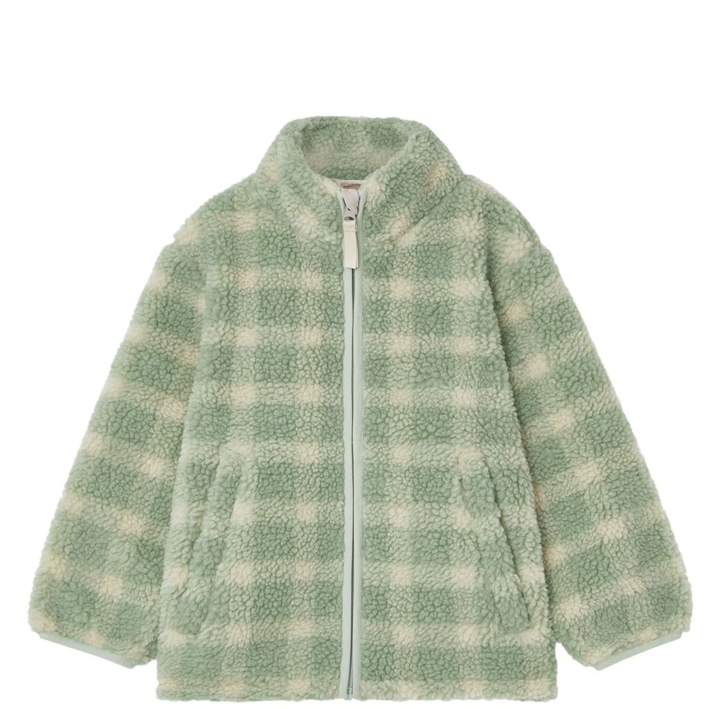 Checked Teddy Fleece Jacket Sage