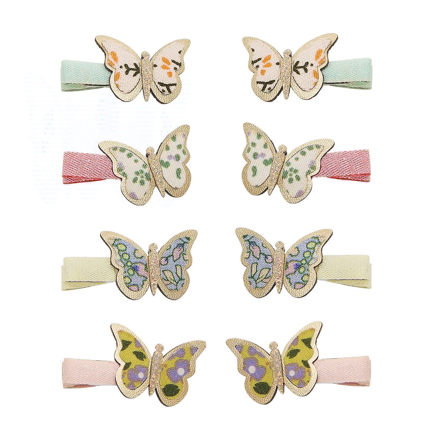 Mini Floral Butterfly Spring On The Farm 8 Hårklemmer Multi 