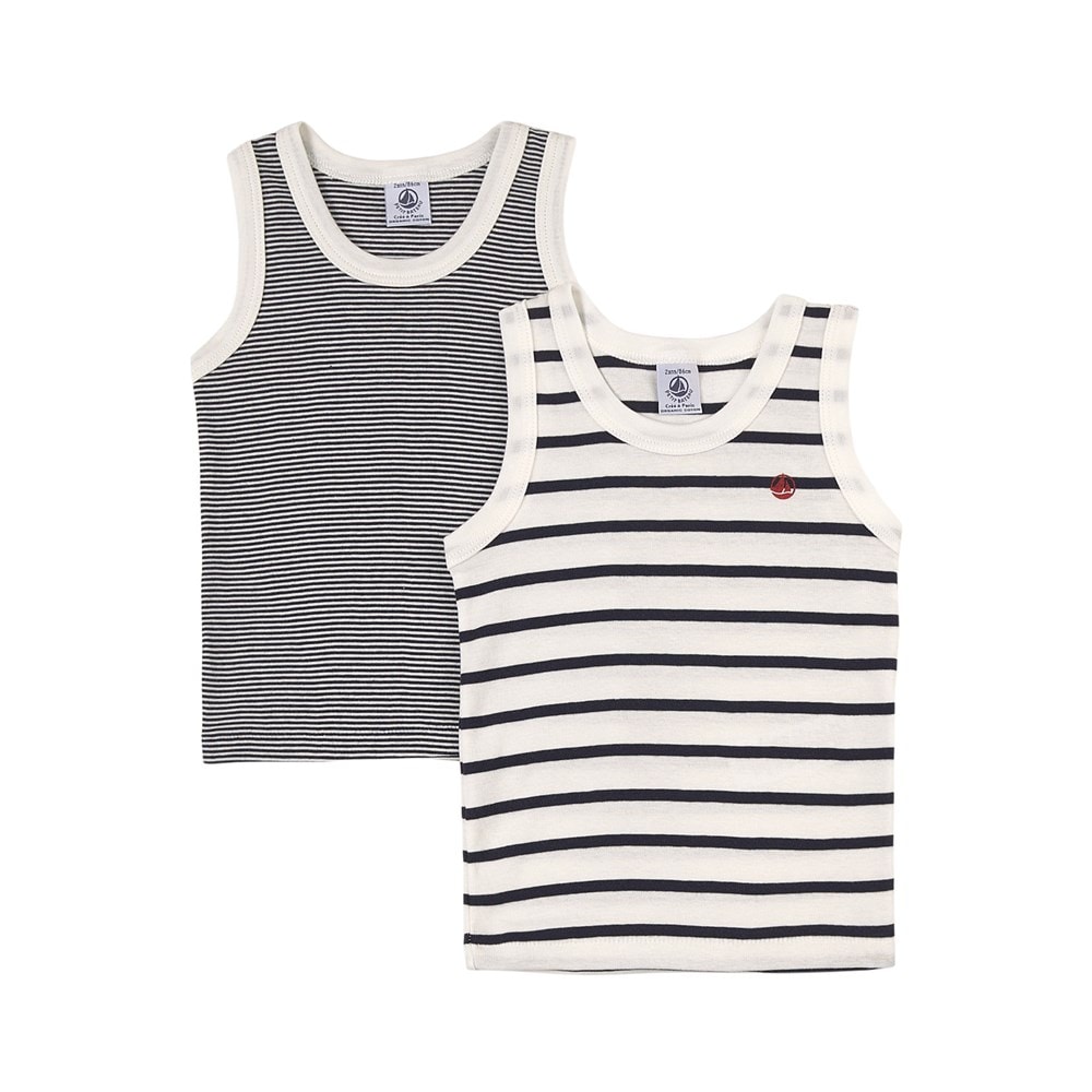 2 Pack of White Stripe Vests