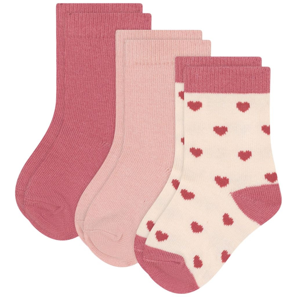 Hearts 3-pack Bomullsstrumpor Pink