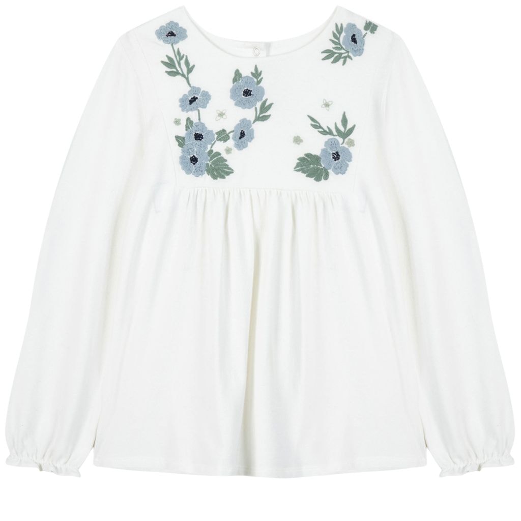 Cream Blouse Flower Embroidery
