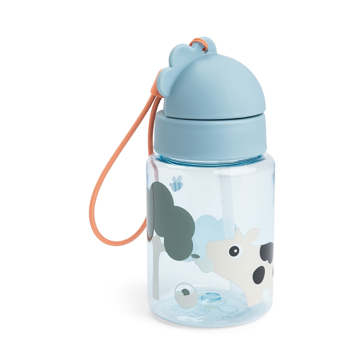 Straw Bottle Tiny Farm Blue 280 Ml