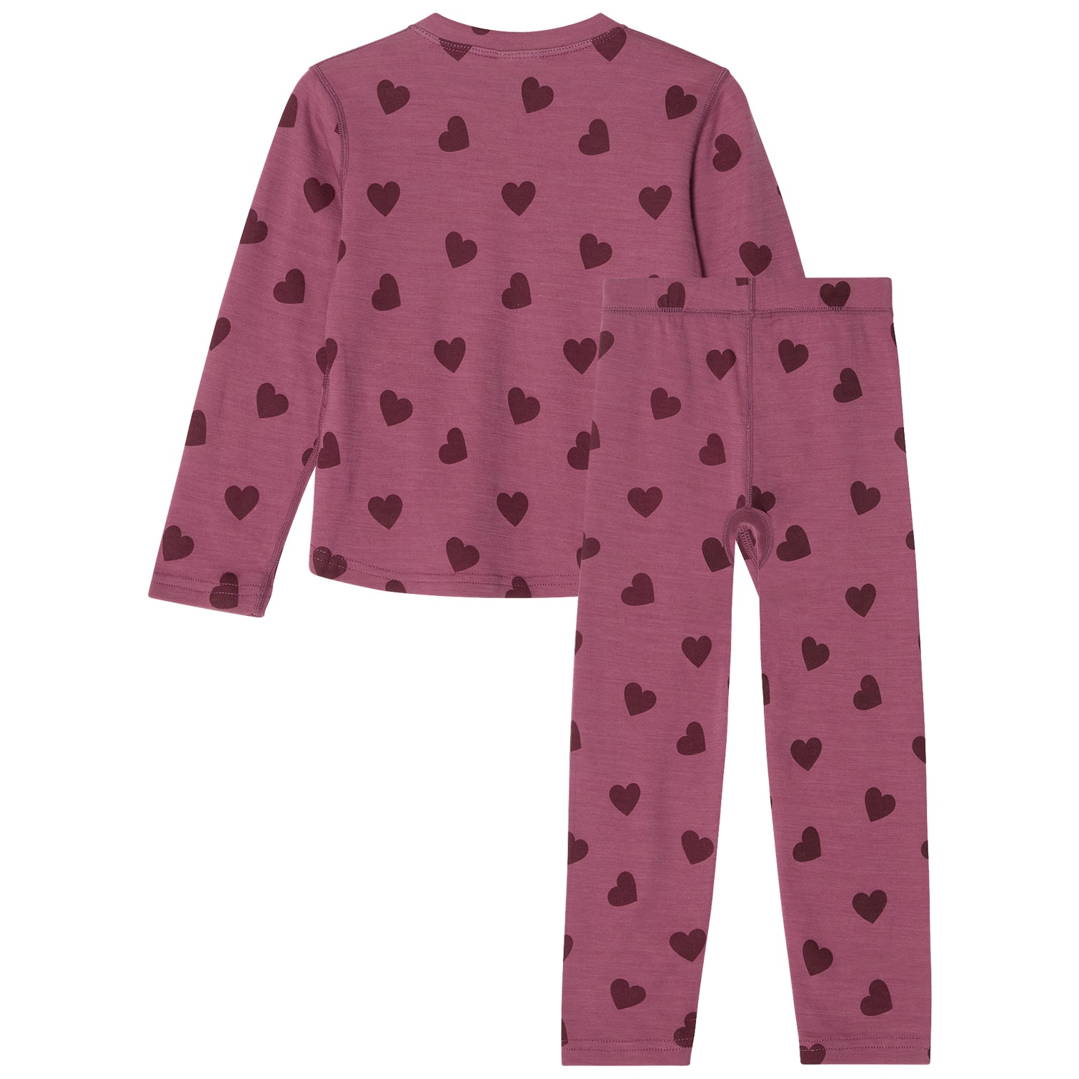 Gisborn Wool/Bamboo Baselayer Set Mauve Hearts