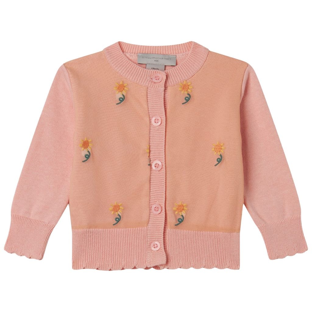 Embroidered Baby Cardigan Salmon