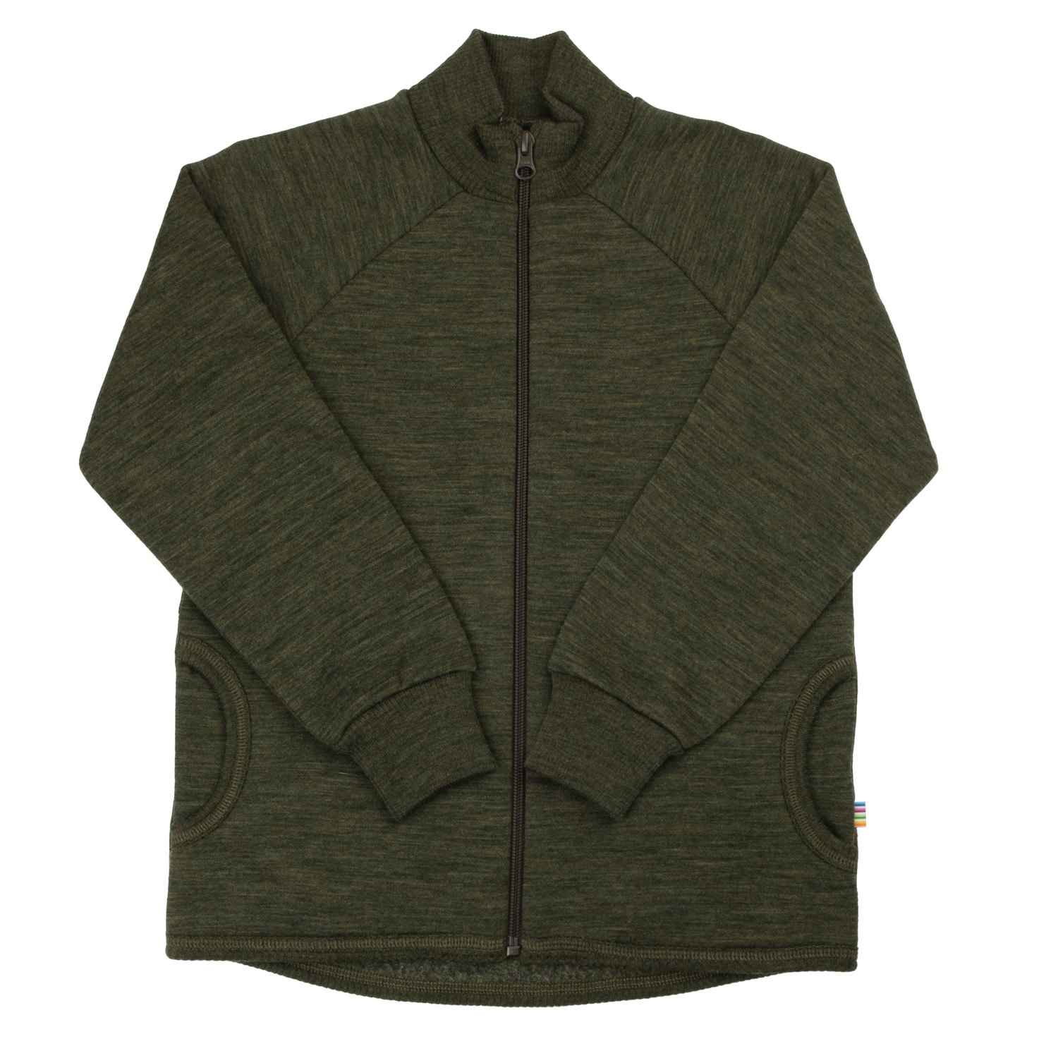 Wool Cardigan With Zipper Moss Green