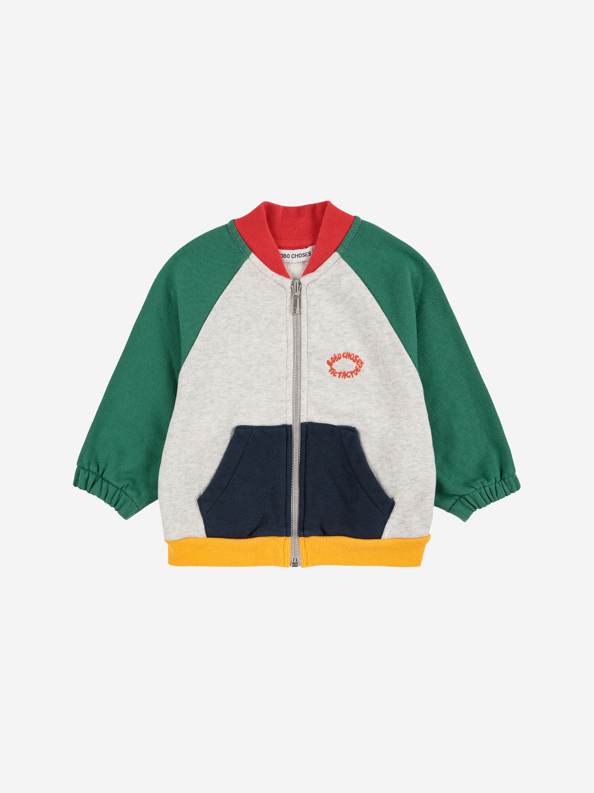 Tic Tac Toe Color Block Zipped Sweatshirt Red