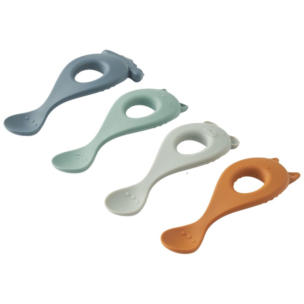 Liva Silikonsked 4-pack Whale Blue Multi Mix