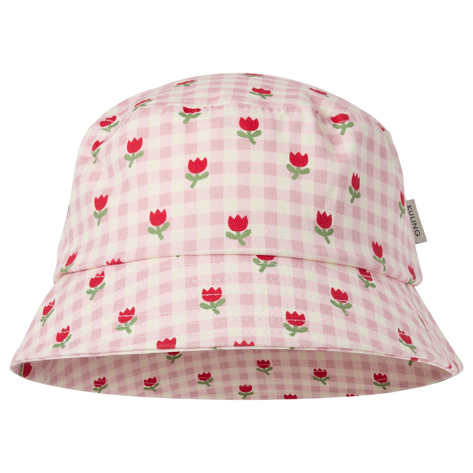 Fejan Bucket Hat Pink Gingham Tulips 