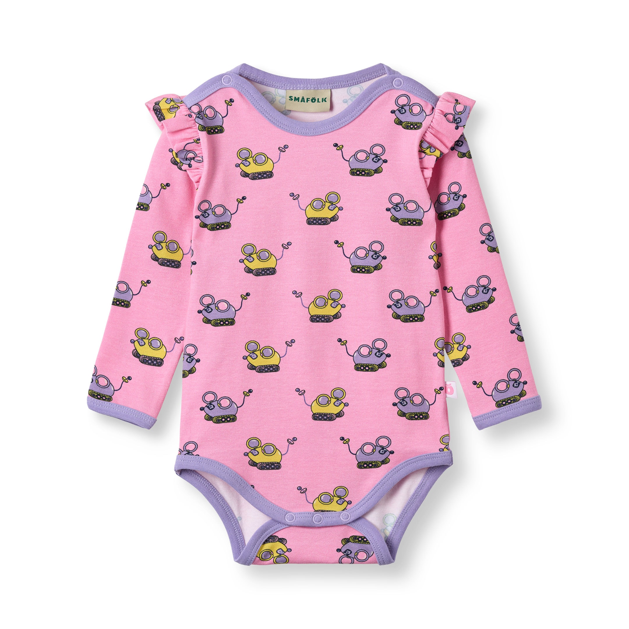 Regent Long-Sleeved Baby Body with Robot Mice Pink lilac
