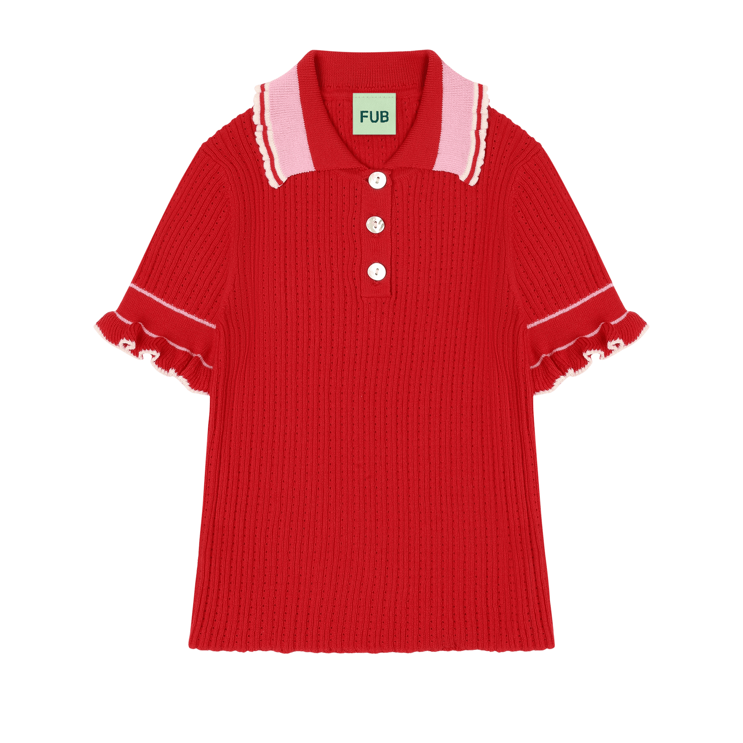 Pointelle Polo Red 
