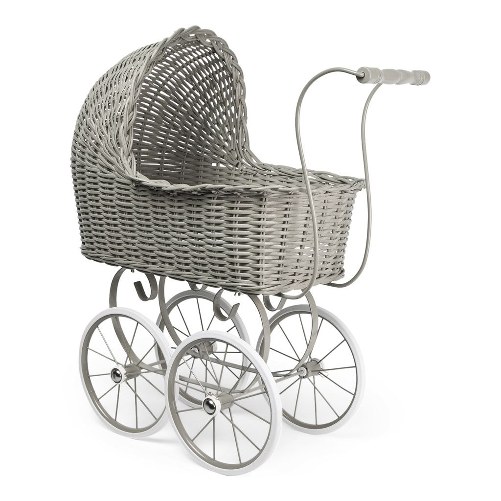 Doll Stroller In Rattan Gray