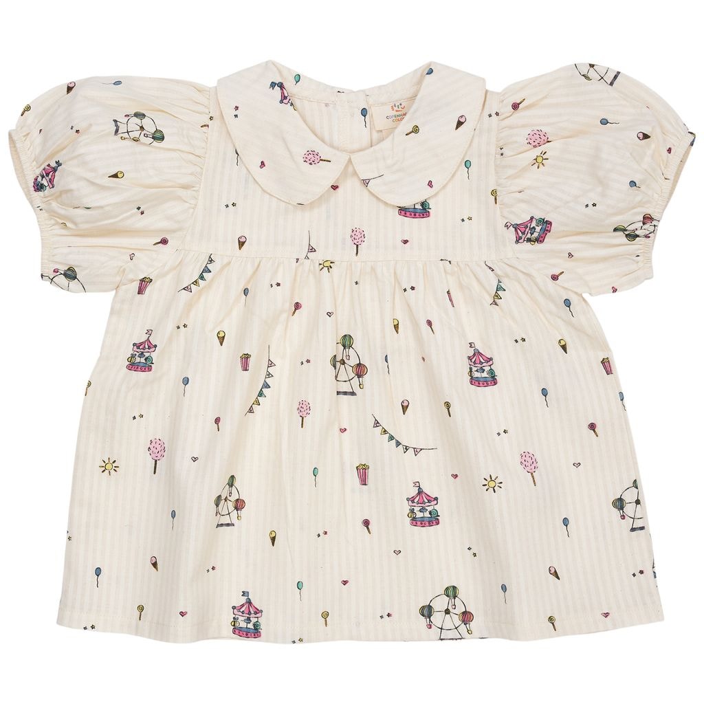 Mønstret Bluse Cremefarvet