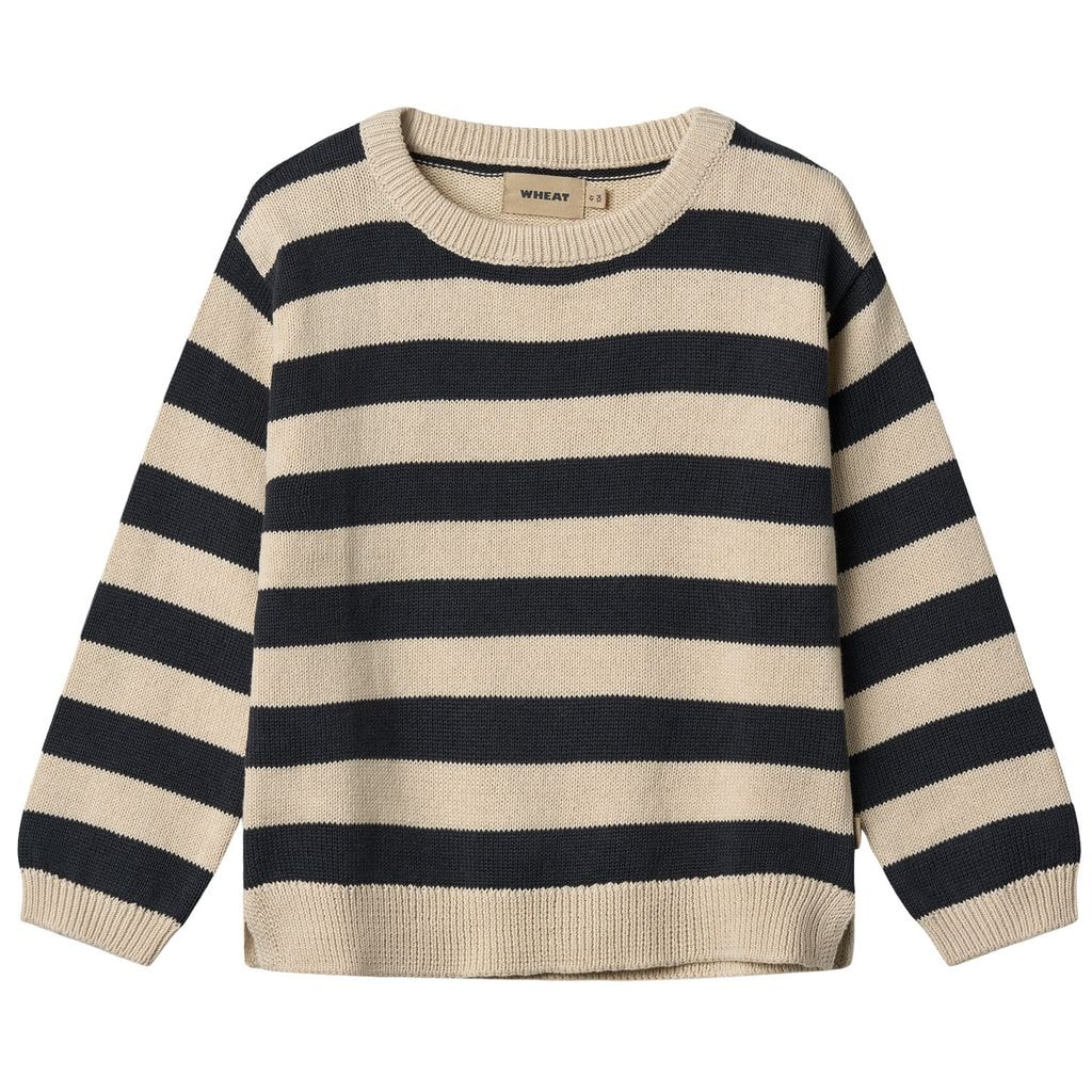 GOTS Morgan Strikket Sweater Navy Stripe
