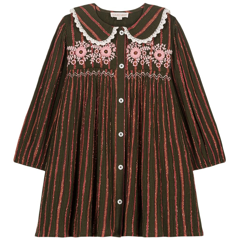 Marlotta Striped Dress Khaki Copper