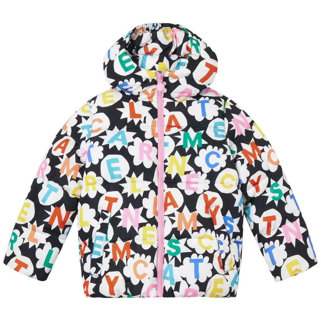 Printed Puffer Jacket Black