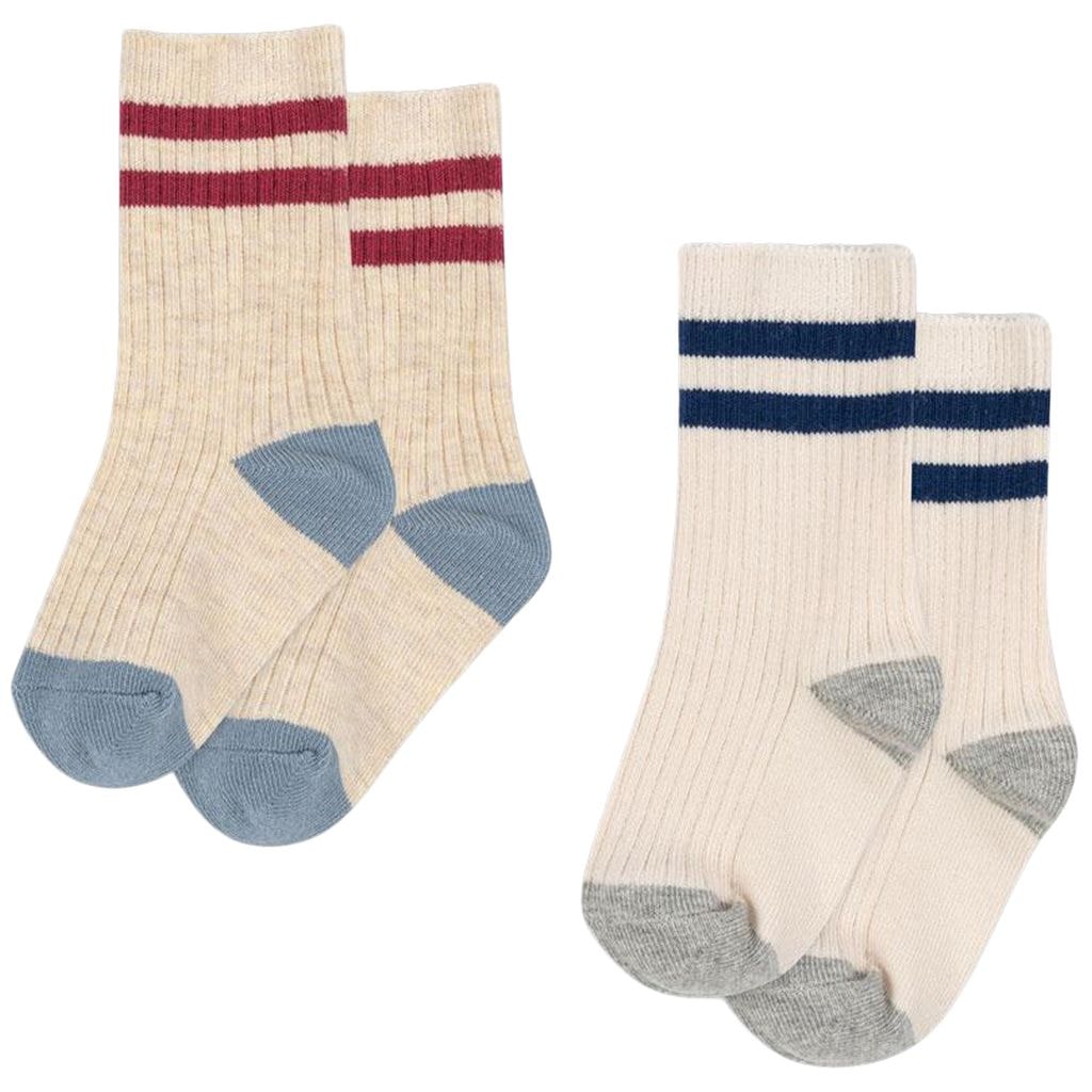 2-Pack Rib Strumpor Off White Multi Strip