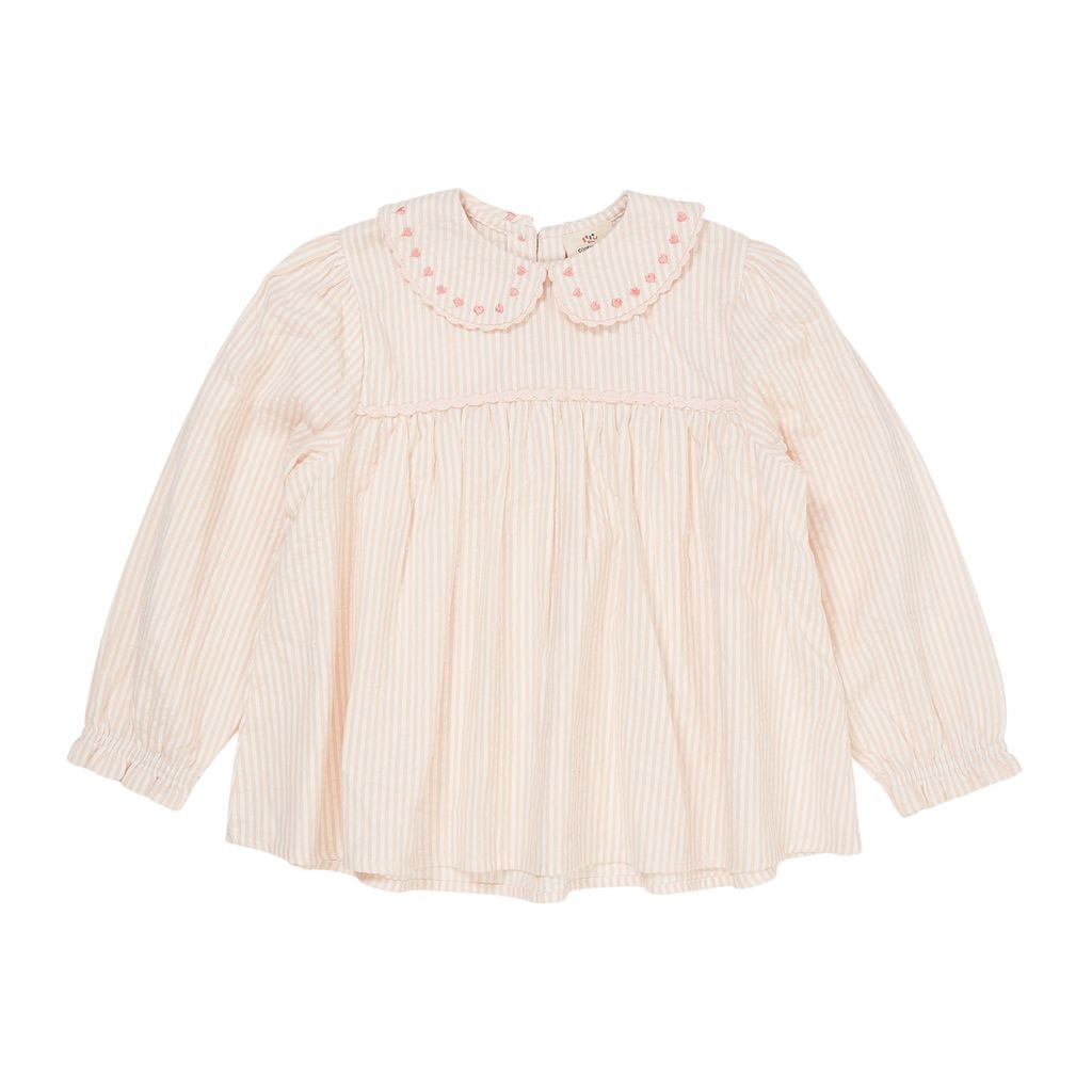 Hearts Seersucker Langærmet Tunika Dusty Rose Cream Pink Stripe