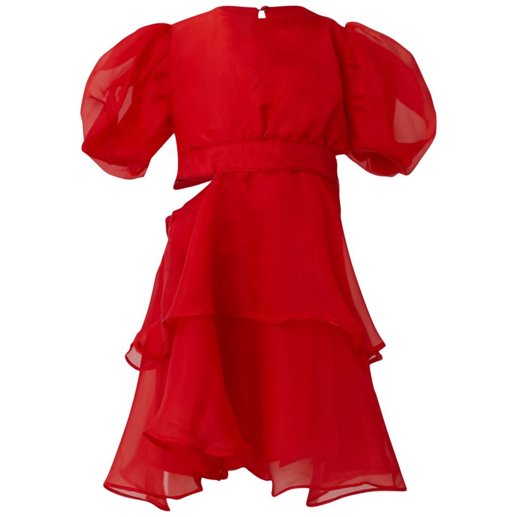 Enya Organza Mini Dress Fire Red