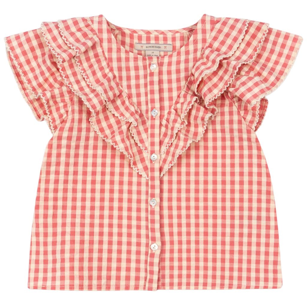 GOTS Kim Frill Kortärmad Skjorta Flamingo Plume Check