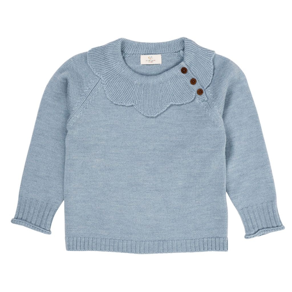 Merino Marguriette Blouse Dusty Blue