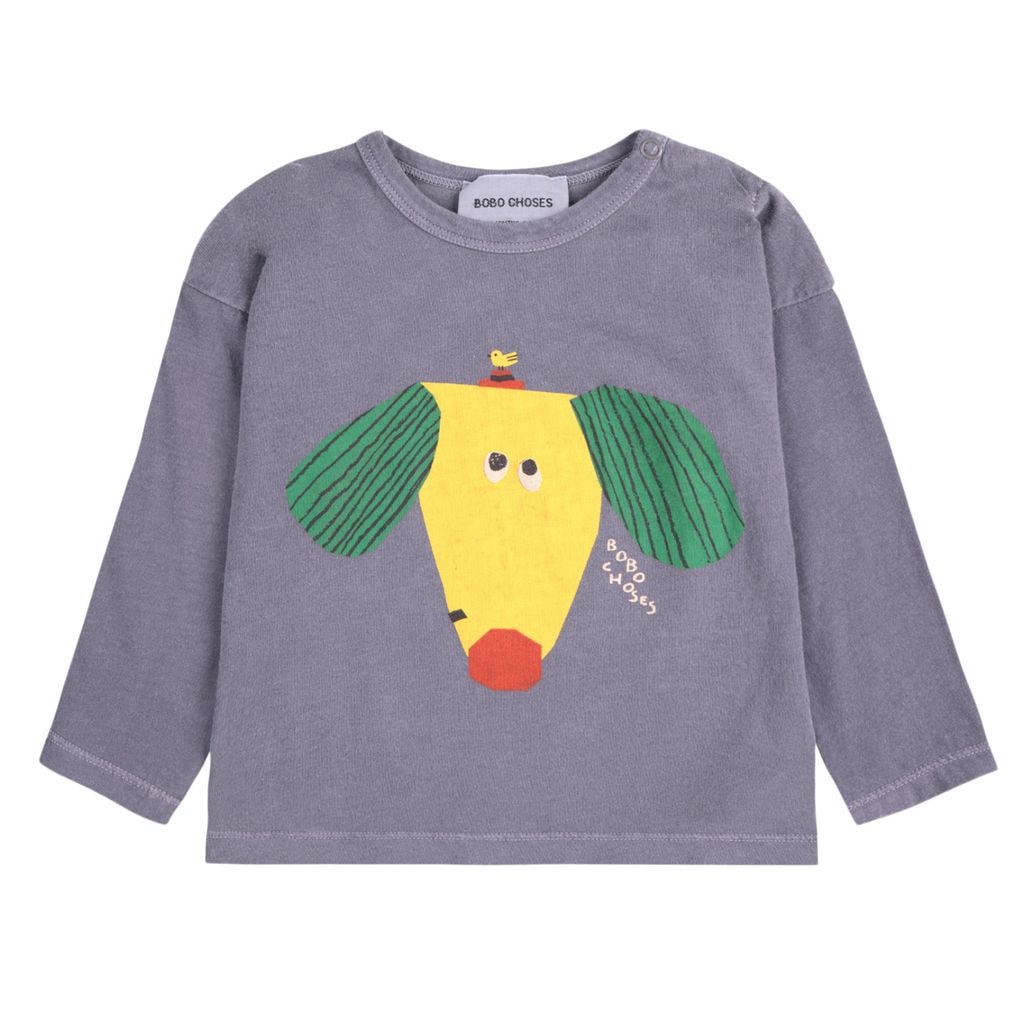 Happy Dog Baby Long Sleeved T-Shirt Navy Blue