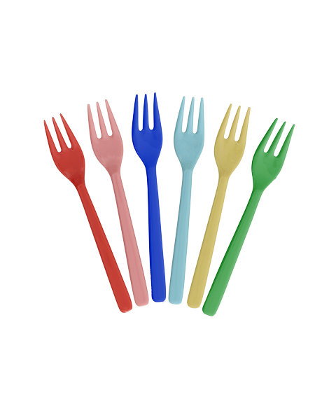 Set Med 6 Melamin-tårtgafflar Multicolor
