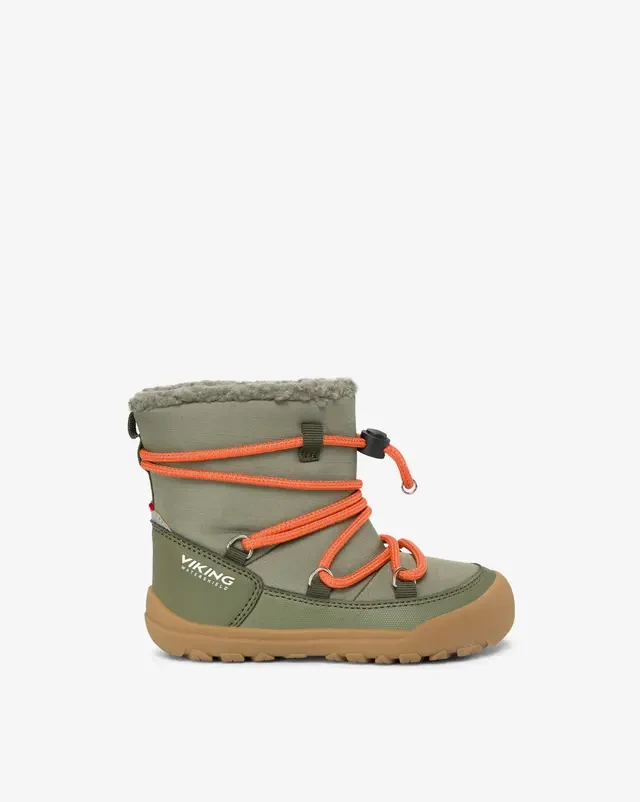 Birch Barefoot Warm WP Talvisaappaat, Jotka Puetaan Jalkaan Vetämällä Olive