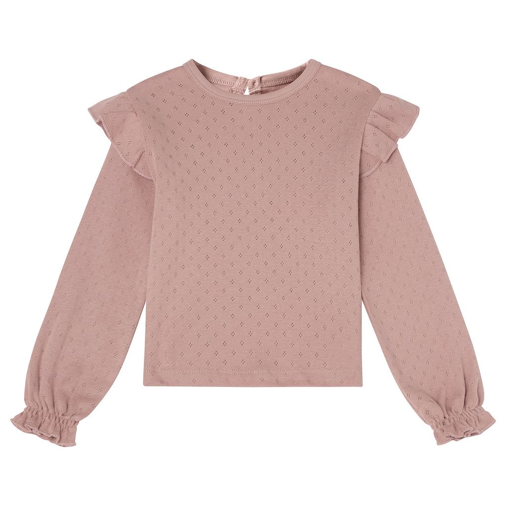 GOTS Lisa Pointelle Pitkähihainen T-paita Pink Mauve